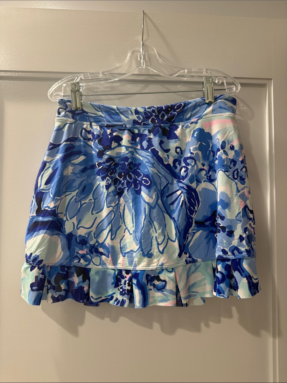 Lily Pulitzer Blue Floral Ruffle Hem Women's Skirt